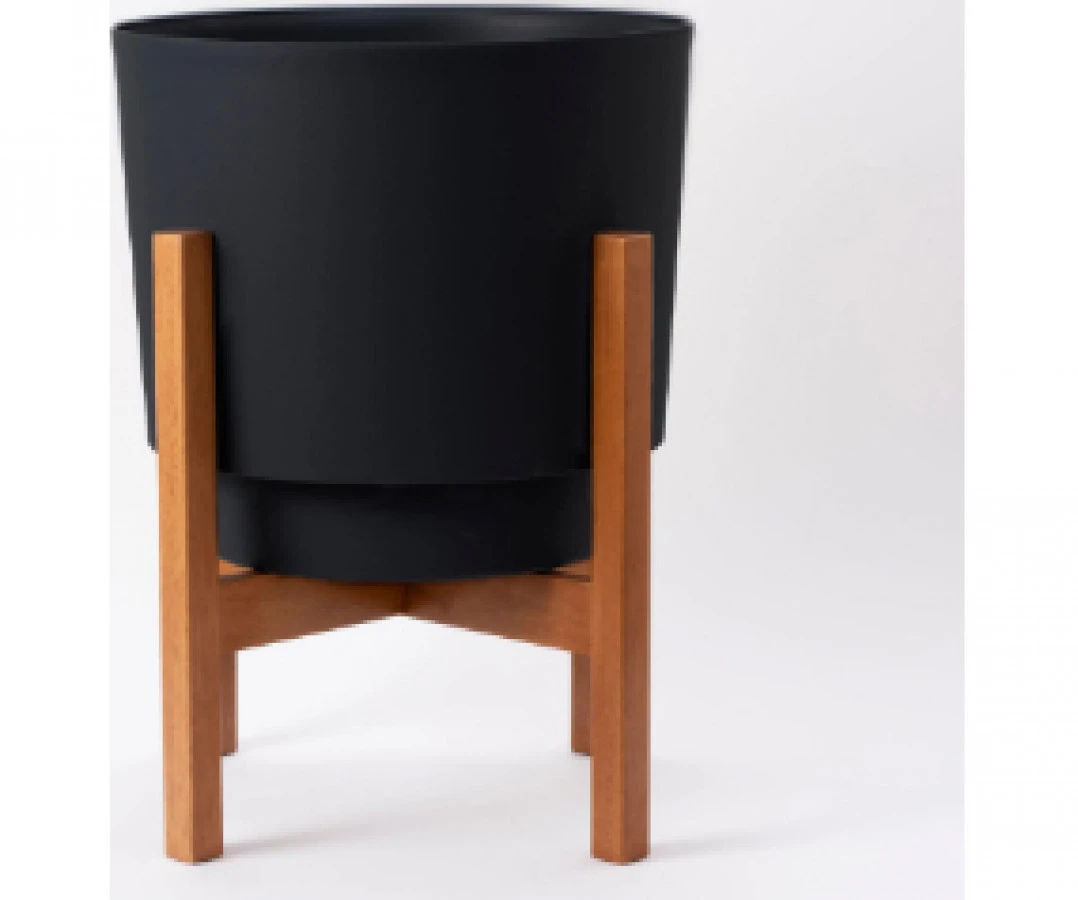 12'' HOPSON WOOD BLACK PLANTER BLOEM LIVING