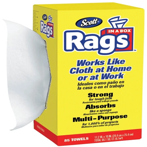 Scott 75240 Painter's Rag, 10.4 x 11 in, Cellulose Fiber, White