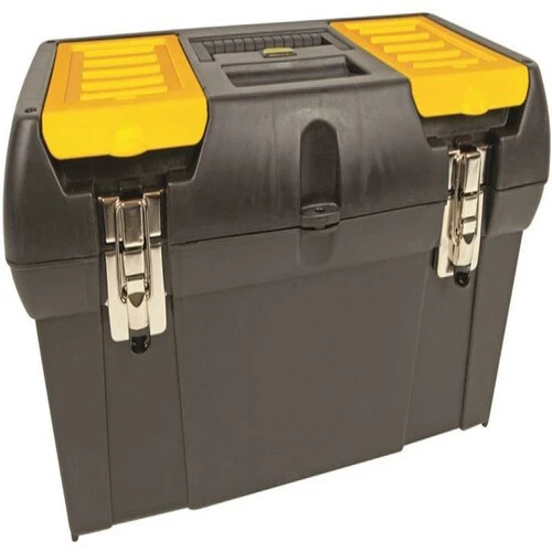 STANLEY Tool Box with Tray, 4.7 gal, Plastic, Black, 5 -Compartment