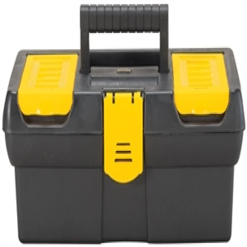 STANLEY STST13011 Tool Box with Tote Tray, 1.1 gal, Plastic, Black-Yellow, 4 -Compartment