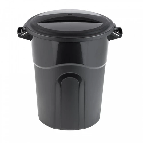 United Plastics TI0063 Trash Can, 20 Gal Capacity, Plastic, Black, Snap-On Lid Closure