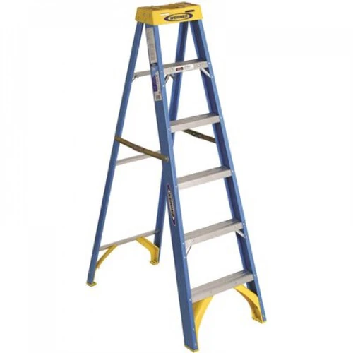 Werner 6 ft. Fiberglass Step Ladder (10 ft. Reach Height), 250 lbs. Load Capacity Type I Duty Ratin