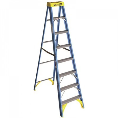 Werner 8 ft. Fiberglass Step Ladder with Yellow Top 250 lbs. Load Capacity Type I Duty Rating