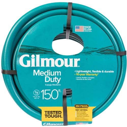 GILMOUR Medium-Duty Garden Hose, 150 ft L, Vinyl, Green