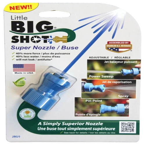 LittleBigShot LBS-151 Adjustable Twist Hose Nozzle, 3-4 in, GHT, Polyketone, Blue