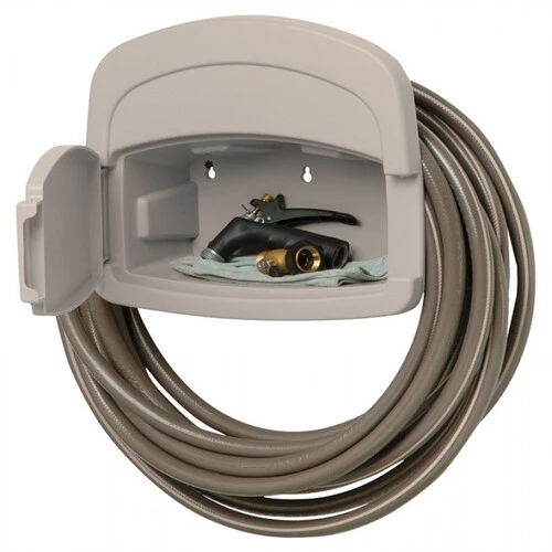 Suncast DHH150 Hose Hanger, 5-8 in Dia Hose, 150 ft Capacity, Resin, Light Taupe, Wall Mounting