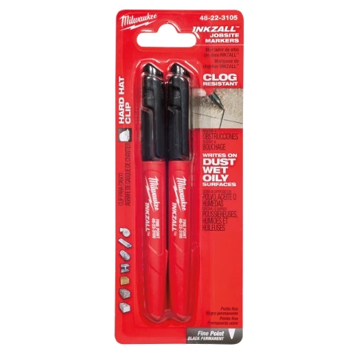 Milwaukee 48-22-3105 INKZALL™ Black Fine Point Jobsite Markers 2pk