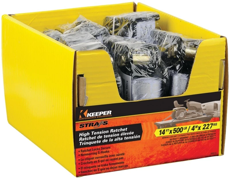 Keeper 89514 Tie-Down, 1 in W, 14 ft L, Gray, 500 lb Work..