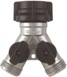 Gilmour Y-Connector, Zinc, Chrome, For Garden Hose